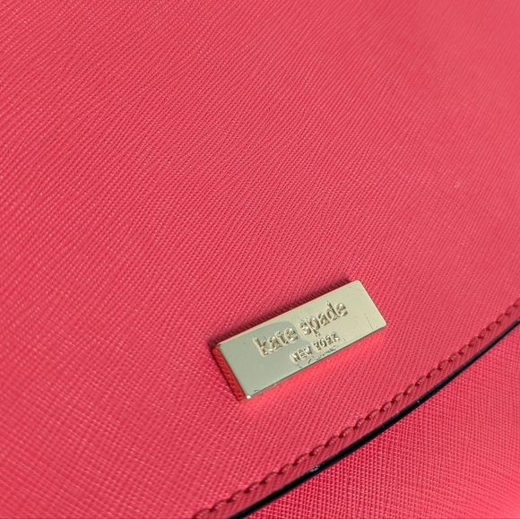 Kate Spade New York Laurel Way Greer Genuine Leather Crossbody Bag Coral Red - Picture 4 of 16